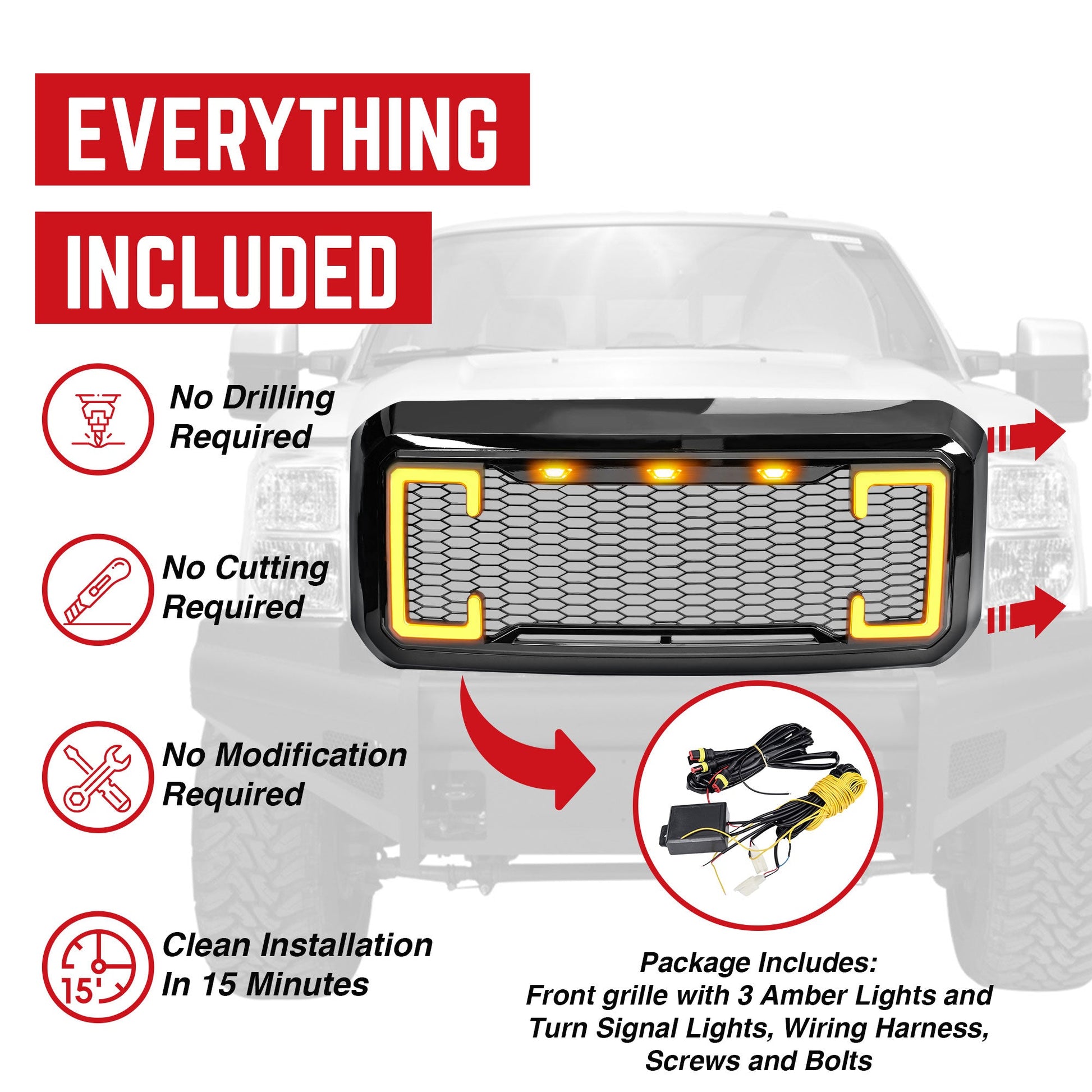 AMERICAN MODIFIED Raptor Style Mesh Grille for 2011-2016 Ford F250/350/450/550 - Find Fresh Goods