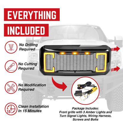 AMERICAN MODIFIED Raptor Style Mesh Grille for 2011-2016 Ford F250/350/450/550 - Find Fresh Goods