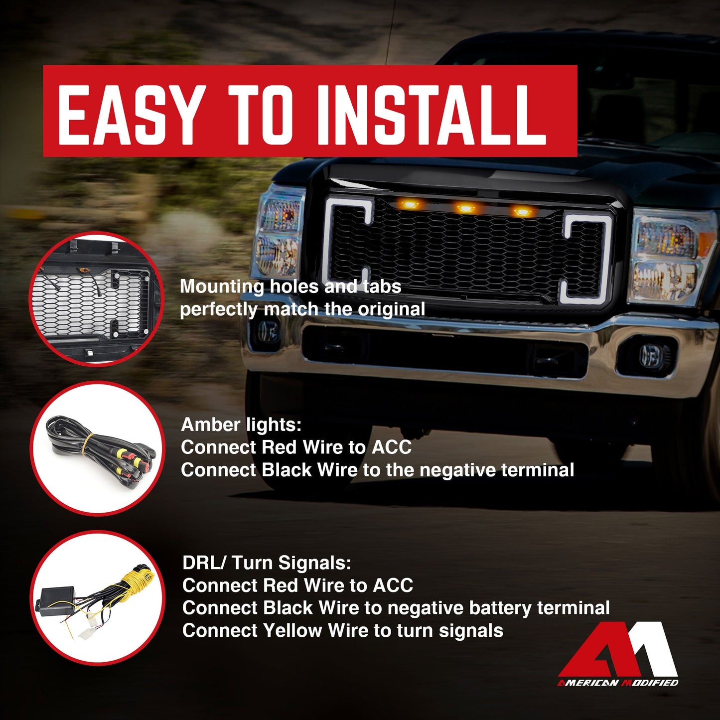 AMERICAN MODIFIED Raptor Style Mesh Grille for 2011-2016 Ford F250/350/450/550 - Find Fresh Goods