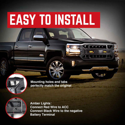 AMERICAN MODIFIED Armor Grille for 2016-2019 Chevy Silverado 1500, Matte Black