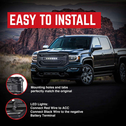 AMERICAN MODIFIED Armor Grille for 2016 to 2018 GMC Sierra 1500, Matte Black