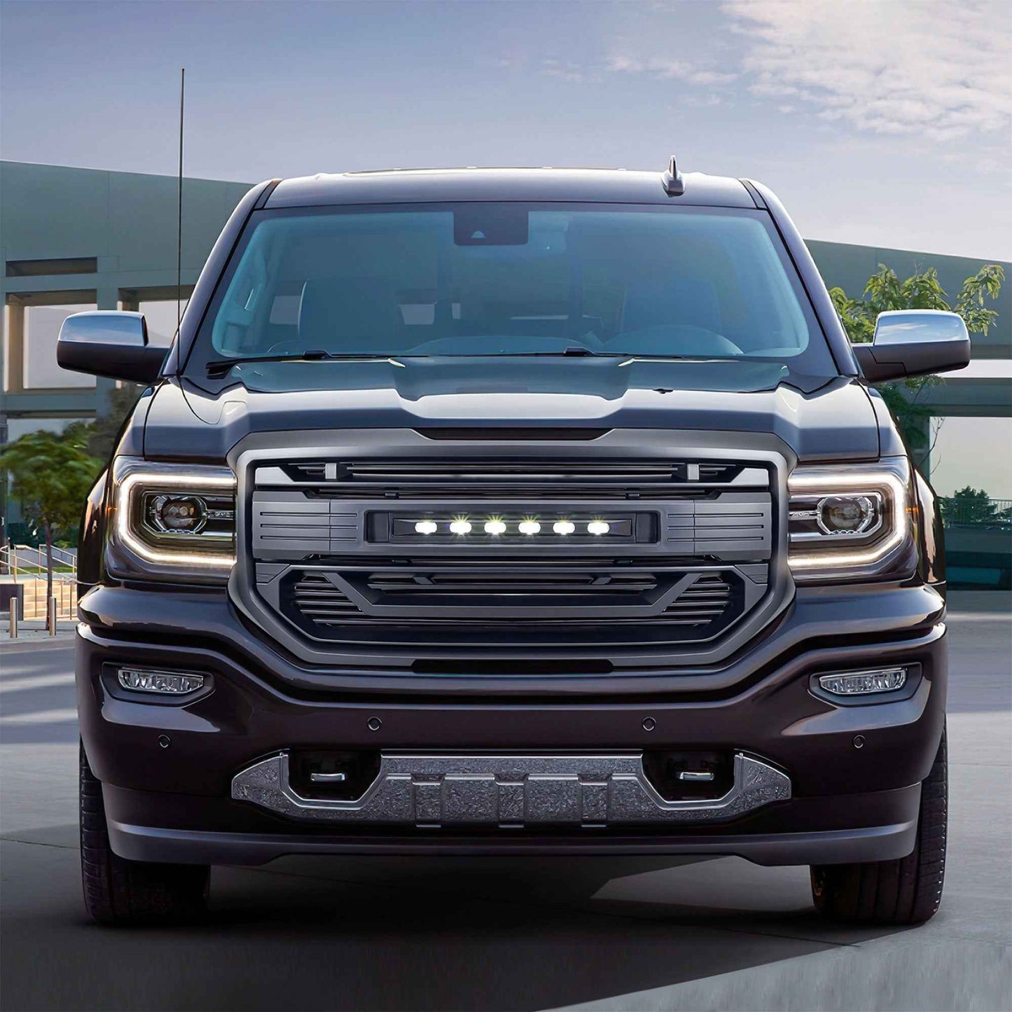 AMERICAN MODIFIED Armor Grille for 2016 to 2018 GMC Sierra 1500, Matte Black