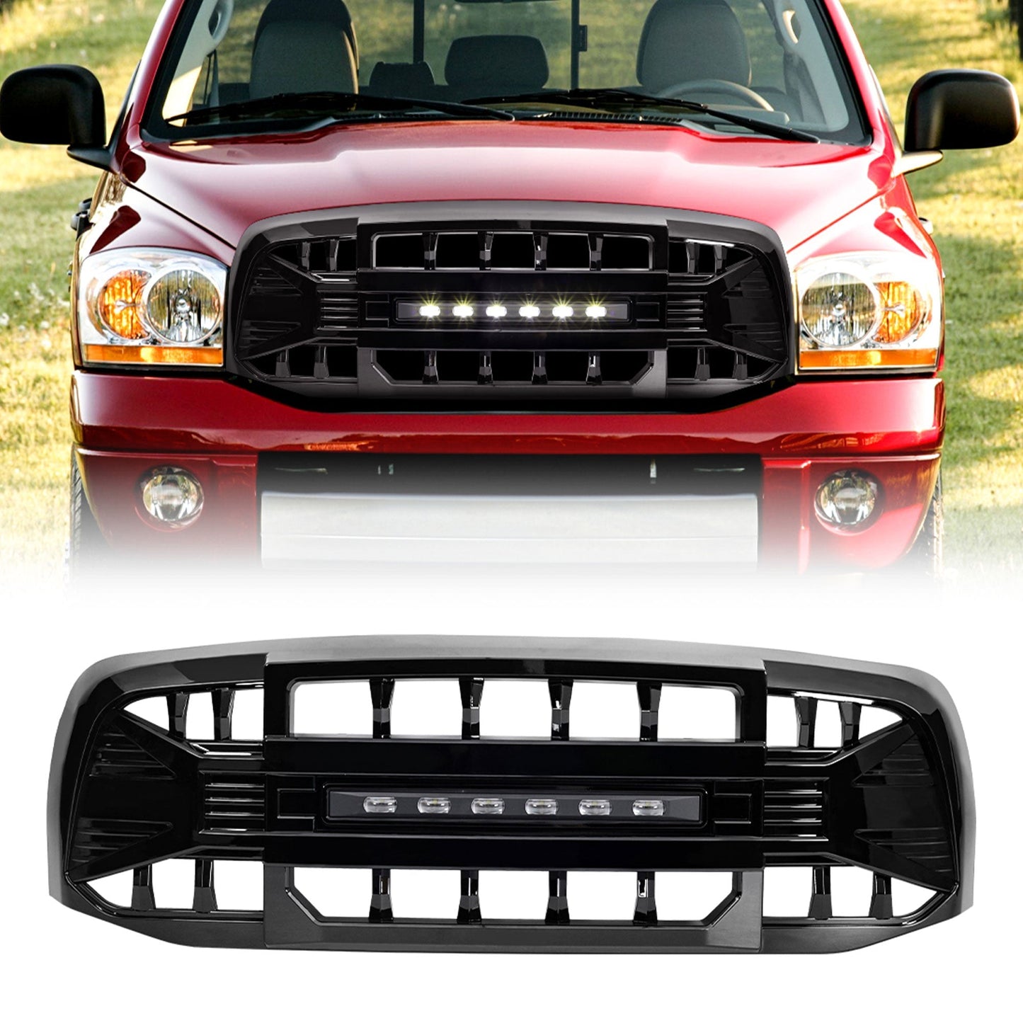 AMERICAN MODIFIED Armor Grille for 2006 to 2008 Dodge Ram 1500, Glossy Black - Find Fresh Goods