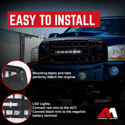 AMERICAN MODIFIED Armor Grille for 2006 to 2008 Dodge Ram 1500, Glossy Black - Find Fresh Goods