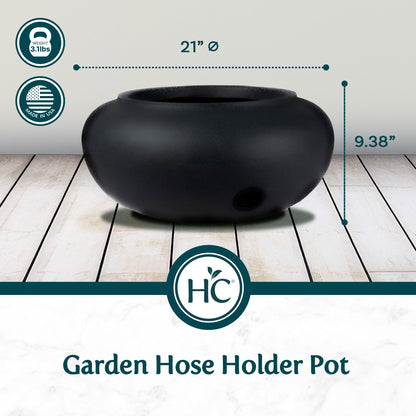 The HC Companies 21 Inch Garden Hose Planter Pot for Patio, Garden & Lawn, Black