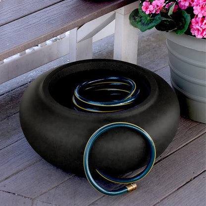 The HC Companies 21 Inch Garden Hose Planter Pot for Patio, Garden & Lawn, Black