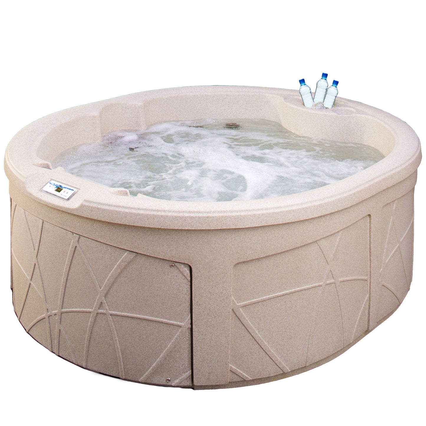 LifeSmart Key Largo Hot Tub Spa with 110 Volt Plug and Play and LED Light, Sand