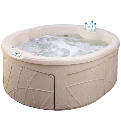 LifeSmart Key Largo Hot Tub Spa with 110 Volt Plug and Play and LED Light, Sand