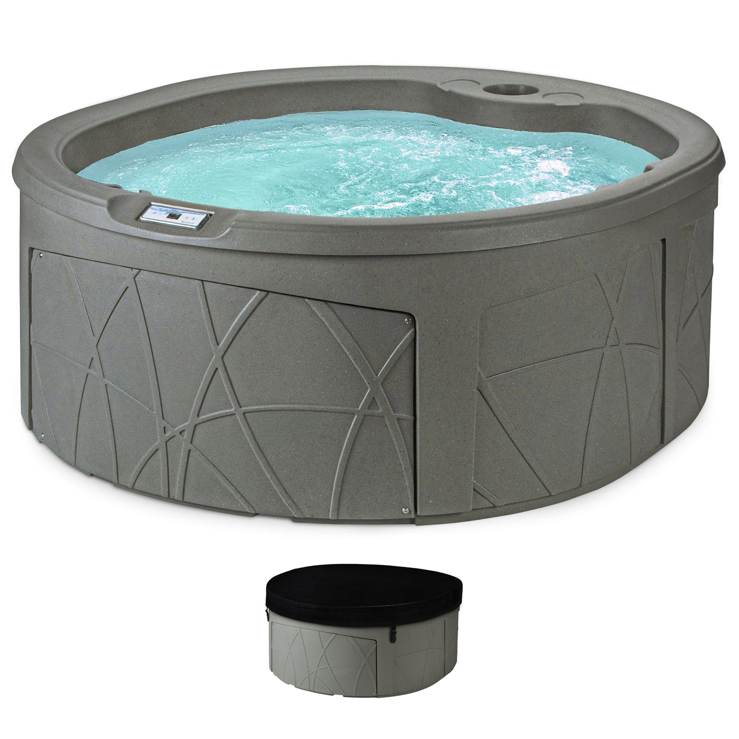LifeSmart Key Largo Hot Tub Spa with 110 Volt Plug and Play and LED Light, Taupe