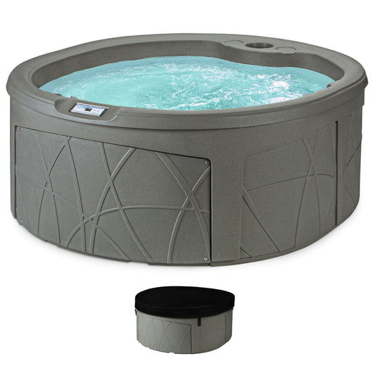 LifeSmart Key Largo Hot Tub Spa with 110 Volt Plug and Play and LED Light, Taupe