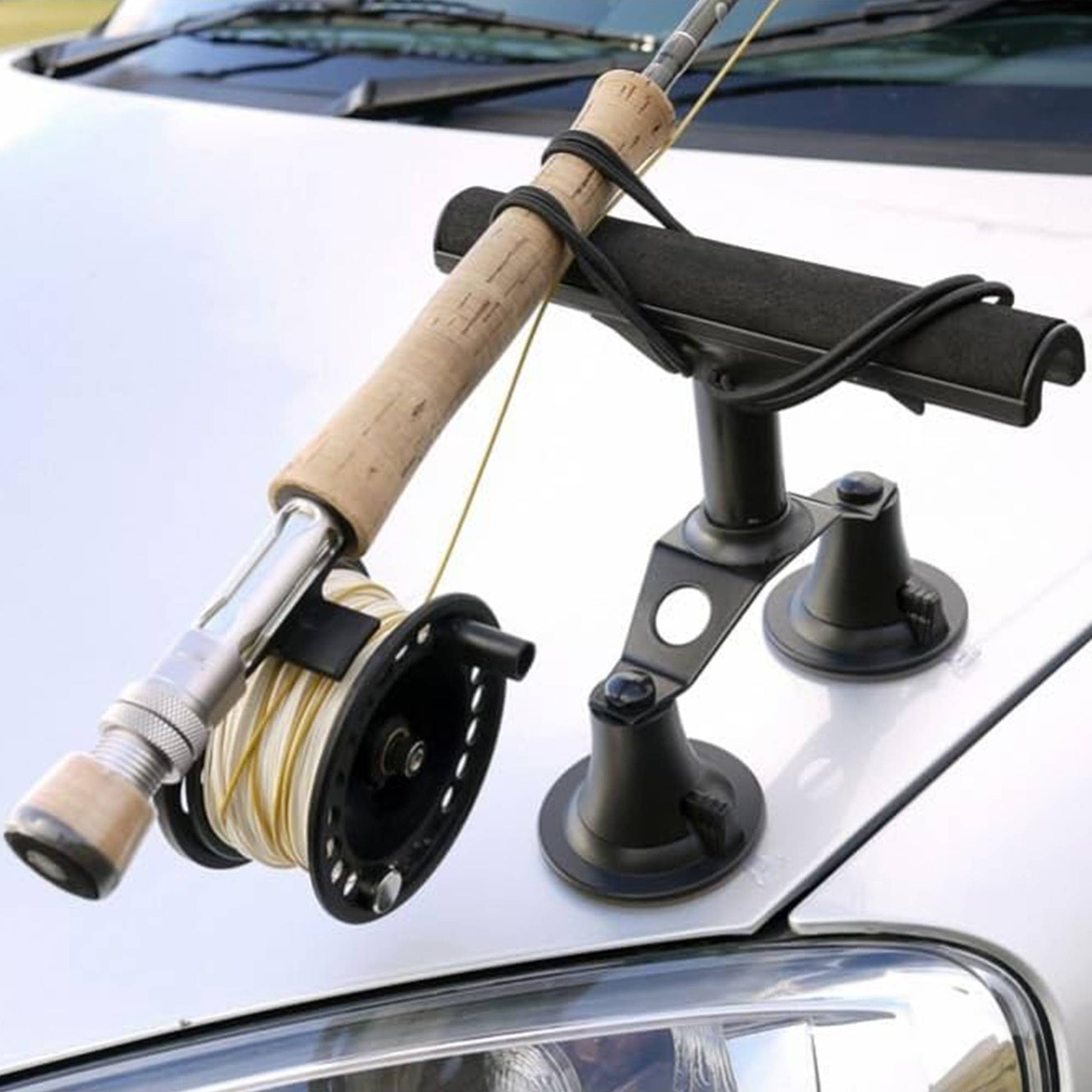 Vac Rac Quad Rack Fly Rod Mount Carrier Vacuum Suction Cup, Holds 4 Rods, Black - Find Fresh Goods