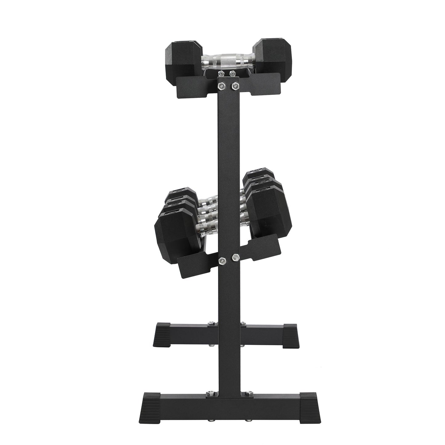 HolaHatha 150 Pound Rubber Encased Dumbbell Strength Training Weight Set w/ Rack