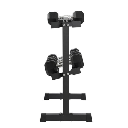 HolaHatha 150 Pound Rubber Encased Dumbbell Strength Training Weight Set w/ Rack