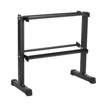 HolaHatha 150 Pound Rubber Encased Dumbbell Strength Training Weight Set w/ Rack