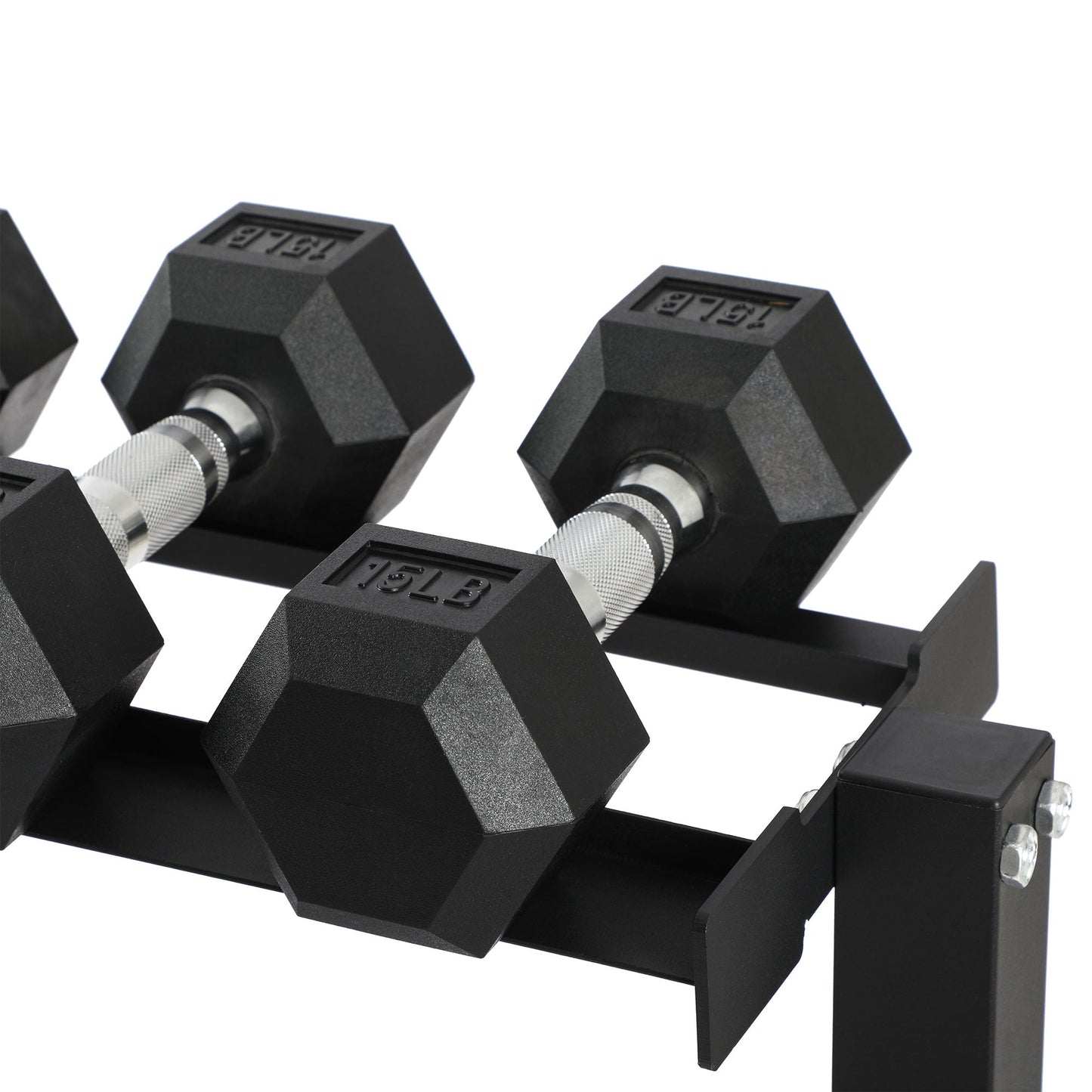 HolaHatha 150 Pound Rubber Encased Dumbbell Strength Training Weight Set w/ Rack