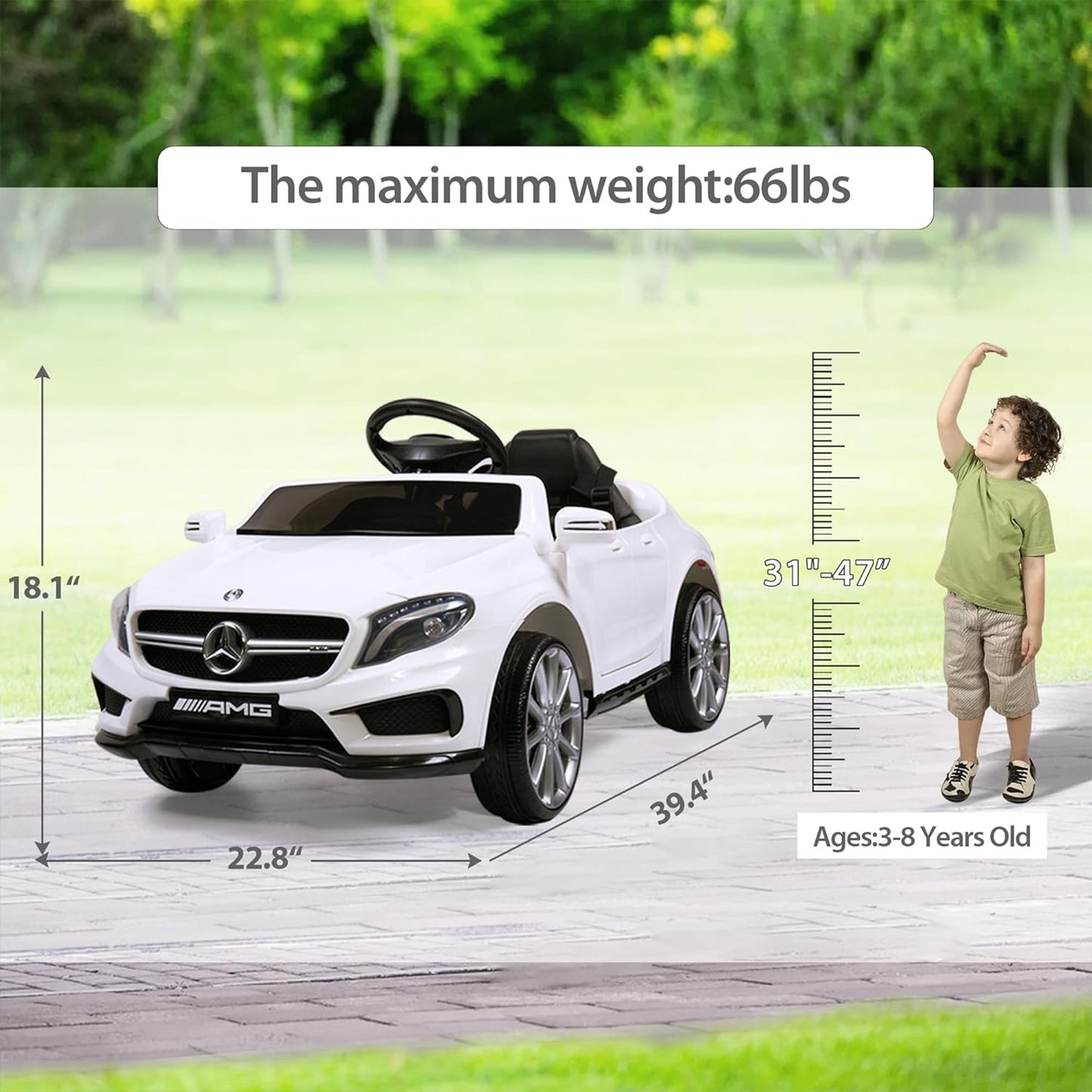 TOBBI 6 Volt Kids Electric Battery Powered Ride On Toy Mercedes Benz Car, White