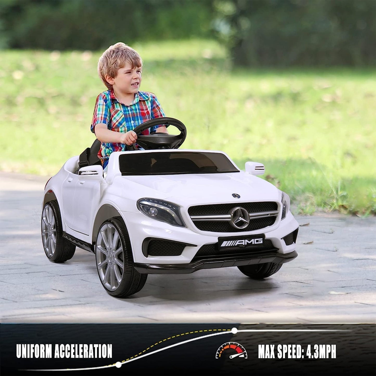 TOBBI 6 Volt Kids Electric Battery Powered Ride On Toy Mercedes Benz Car, White