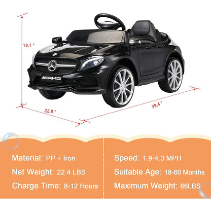 TOBBI 6 Volt Kids Electric Battery Powered Ride On Toy Mercedes Benz Car, Black