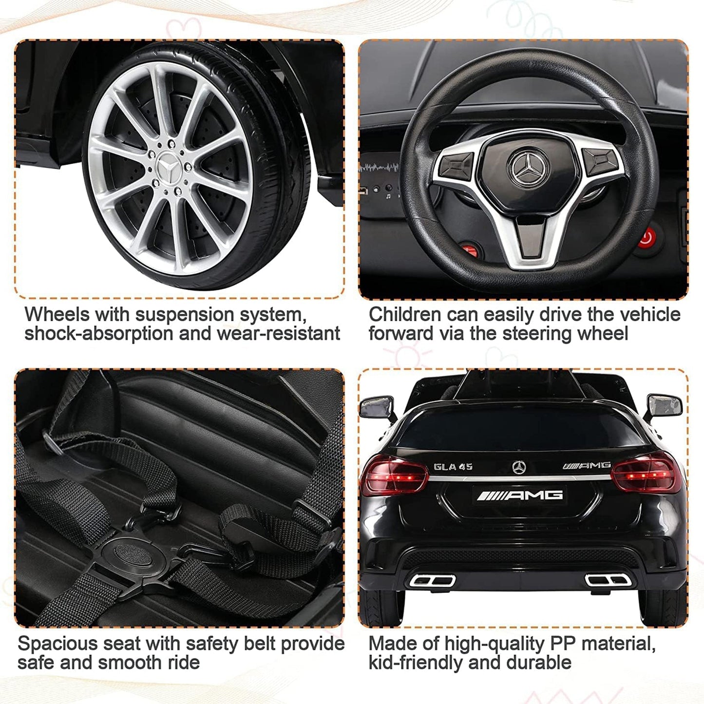 TOBBI 6 Volt Kids Electric Battery Powered Ride On Toy Mercedes Benz Car, Black