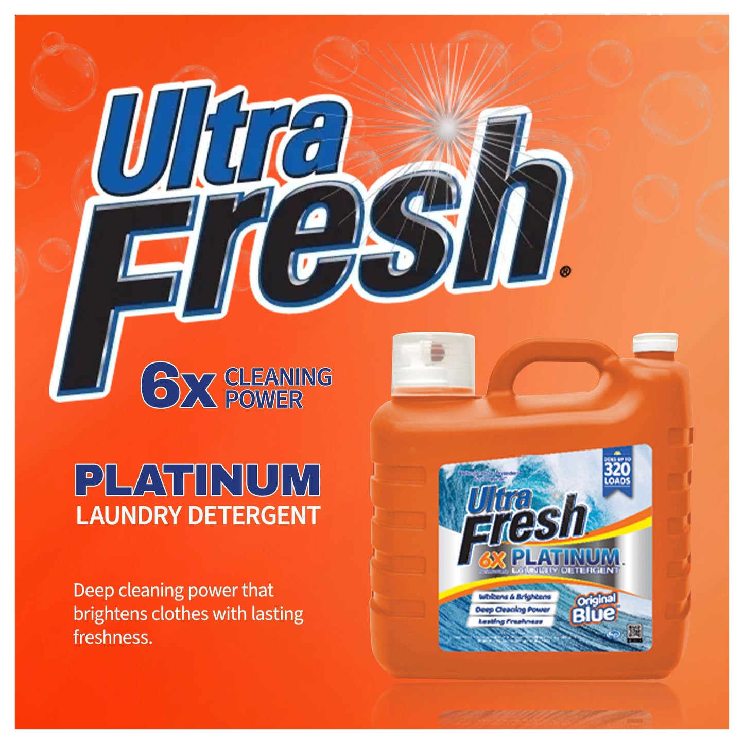 Ultra Fresh 6X Platinum 2 x 2.5 Gal Laundry Detergent, 640 Loads, Original Blue