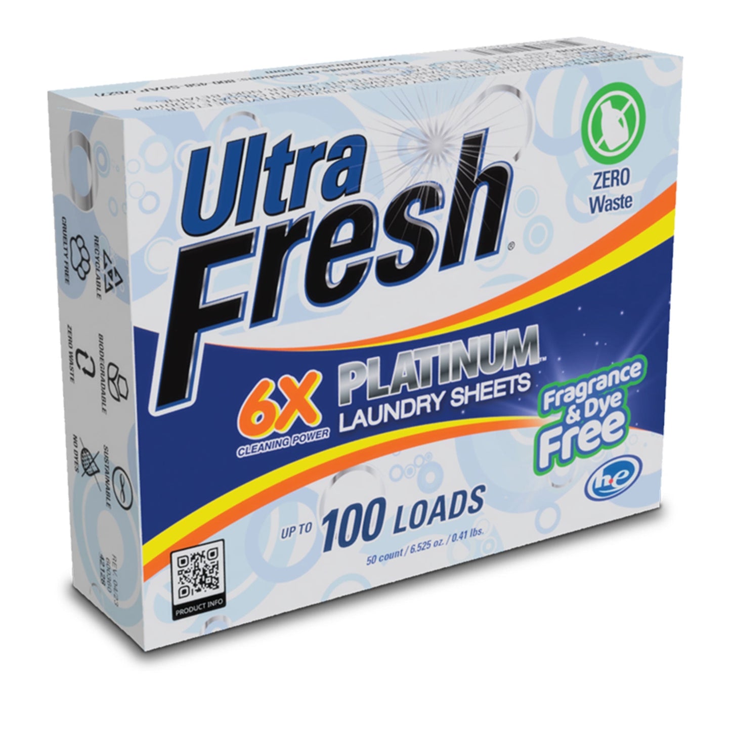 Ultra Fresh Platinum 6X Laundry Detergent Sheets, Fragrance & Dye Free, 3 Pack