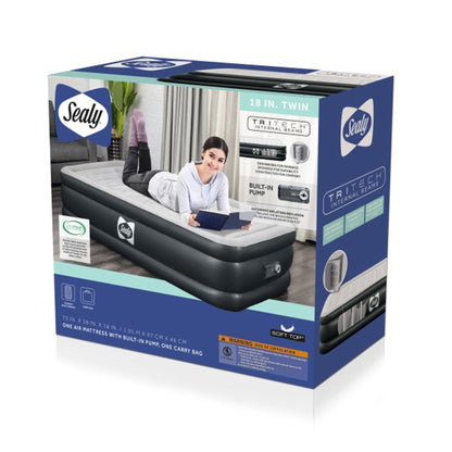 Sealy Tritech Twin 18" Air Mattress Bed 2 Person with Built-In AC Pump, 2 Pack