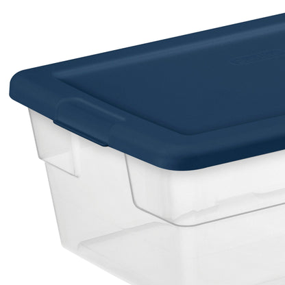 Sterilite Stackable 6 Qt Storage Box Container with Lid, Marine Blue (10 Pack)