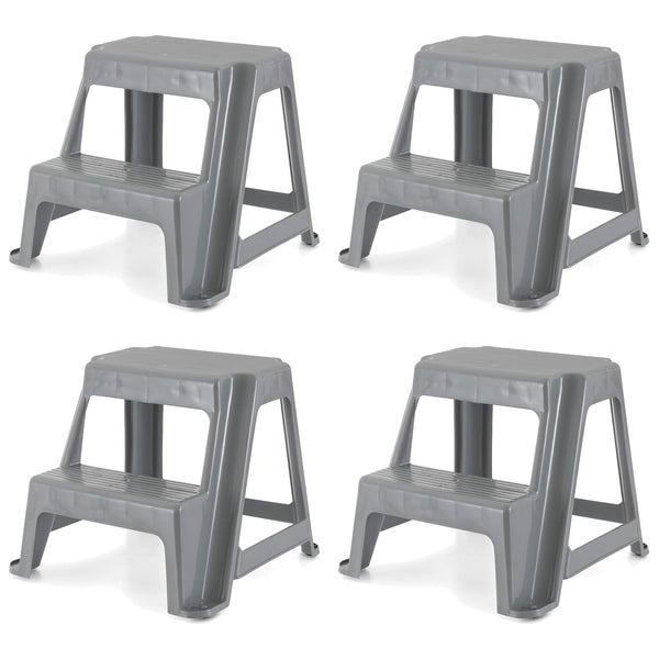 Gracious Living 16" Plastic 2 Step Portable Garage Home & Kitchen Stool (4 Pack)