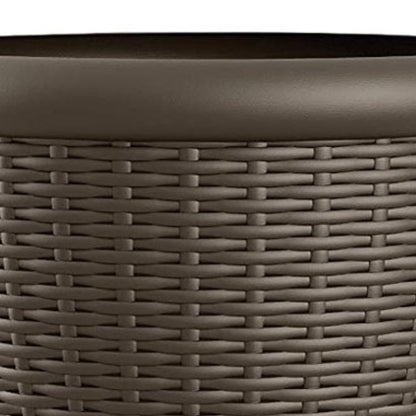 Suncast Willow 18" Plastic Decorative Wicker Patio Planter Pot, Java (3 Pack)