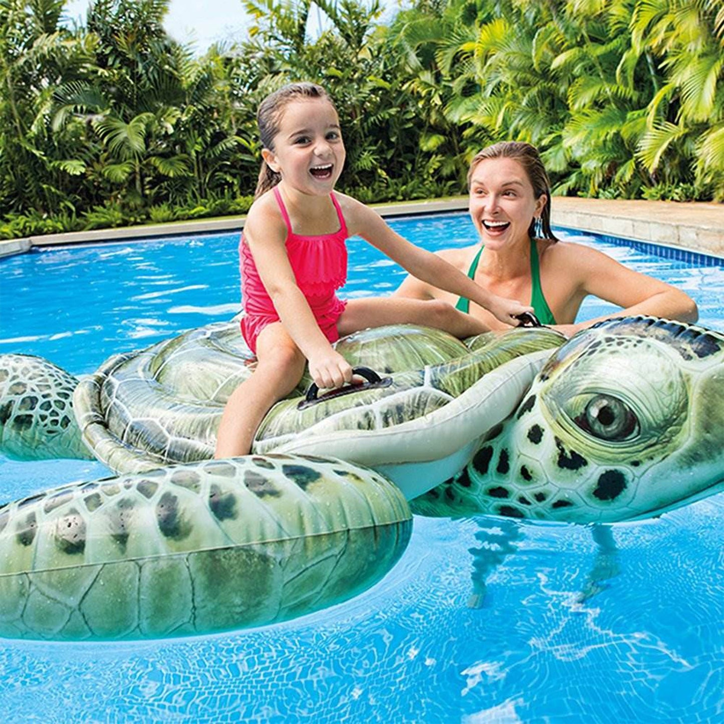 Intex Realistic Sea Turtle Inflatable Ride On Pool Float with Handles (4 Pack)