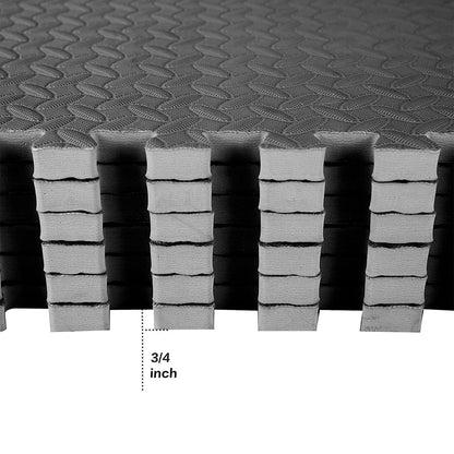 BalanceFrom Fitness 96 Sq Ft Interlocking Exercise Mat Tiles, Black (2 Pack)