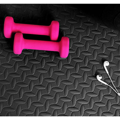 BalanceFrom Fitness 96 Sq Ft Interlocking Exercise Mat Tiles, Black (2 Pack)