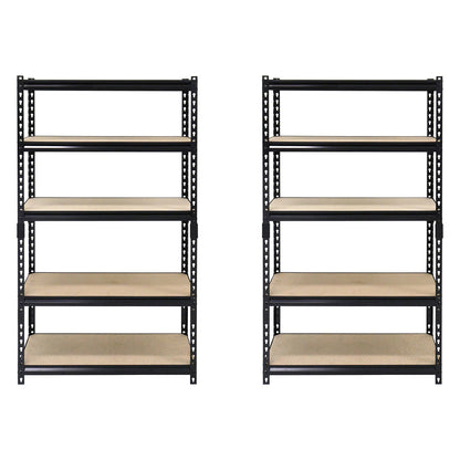 Juggernaut Storage 36" x 72" 5 Shelf Steel Utility Shelving Storage Unit, Black (2 Pack)
