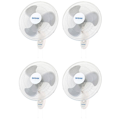 Hurricane Supreme 18" 90 Degree Oscillating 3 Speed Wall Mounted Fan, (4 Pack)