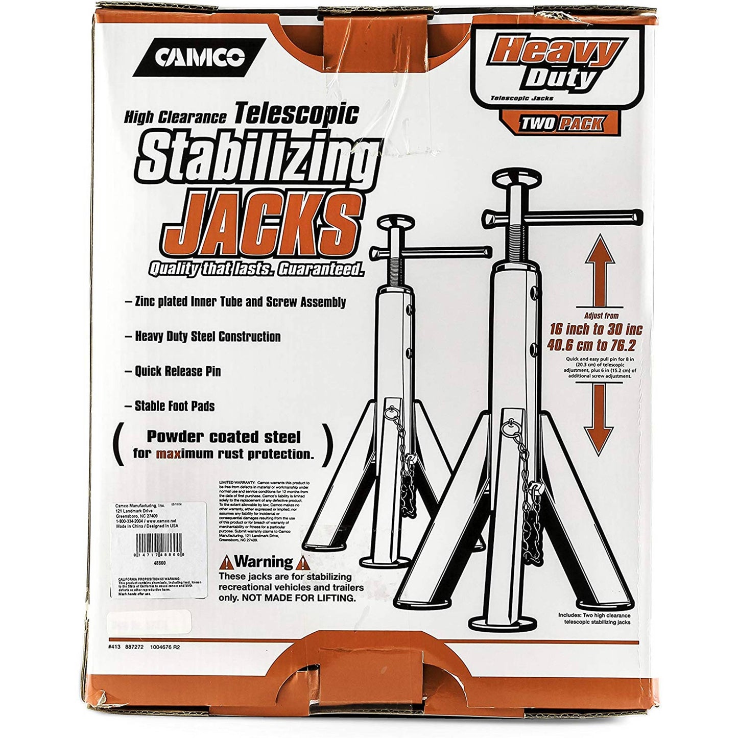 EAZ LIFT Adjustable Telescopic RV Jack, 16" to 30", 6,000 lb Capacity (2 Pack) - Find Fresh Goods