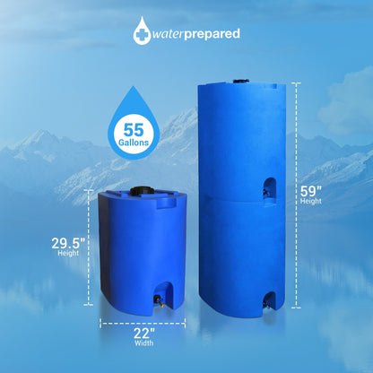 WaterPrepared 55 Gal Stackable Design Utility Water Tank with Large Cap (3 Pack)