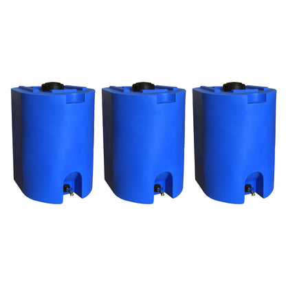 WaterPrepared 55 Gal Stackable Design Utility Water Tank with Large Cap (3 Pack)