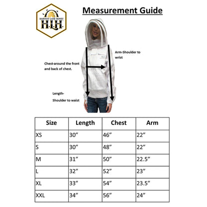 Harvest Lane Honey Beekeeping Jacket with Fencing Veil Headpiece, Large