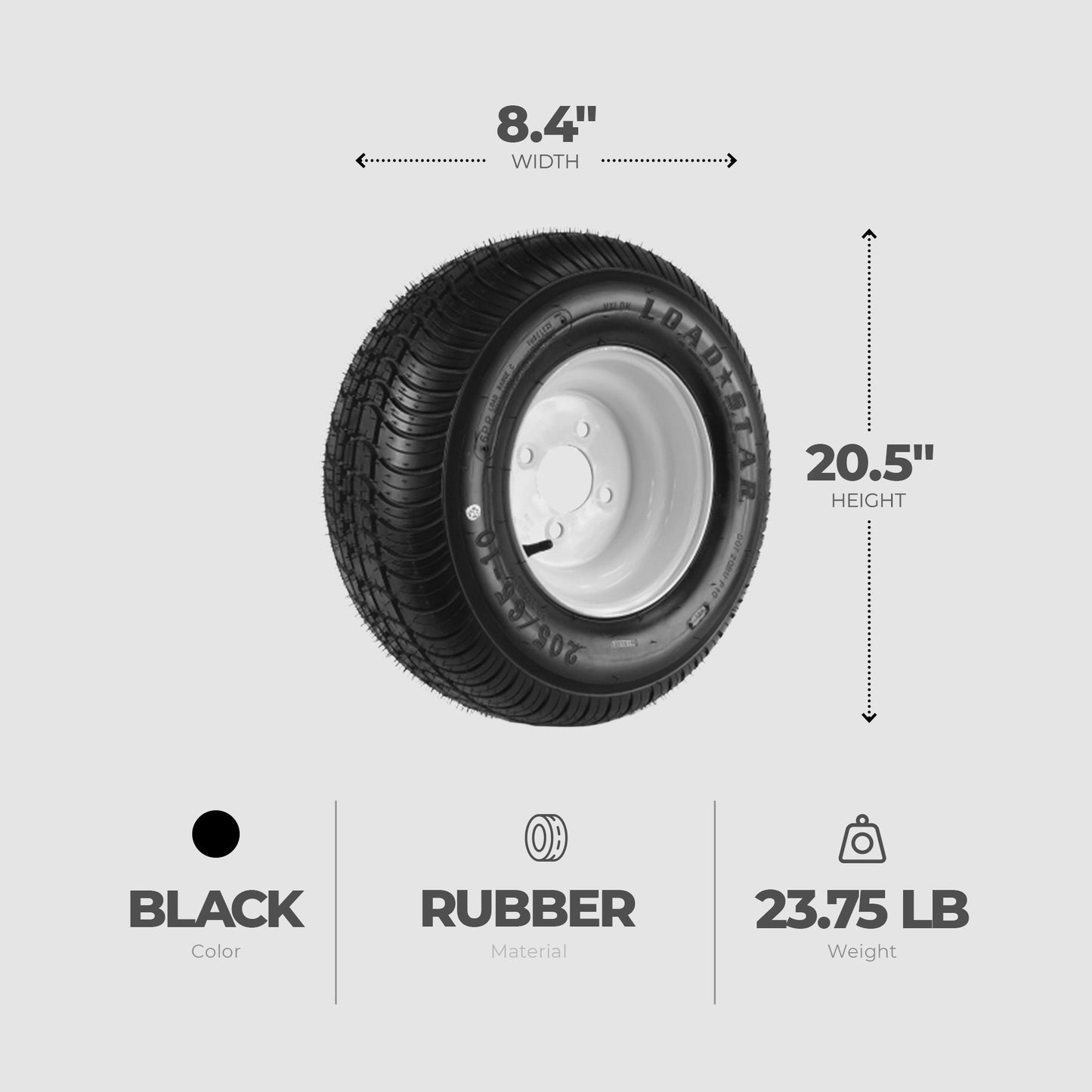 Kenda Loadstar 205/65-10 LRC Utility Trailer Tire and 4-Hole Custom Spoke Wheel - Find Fresh Goods