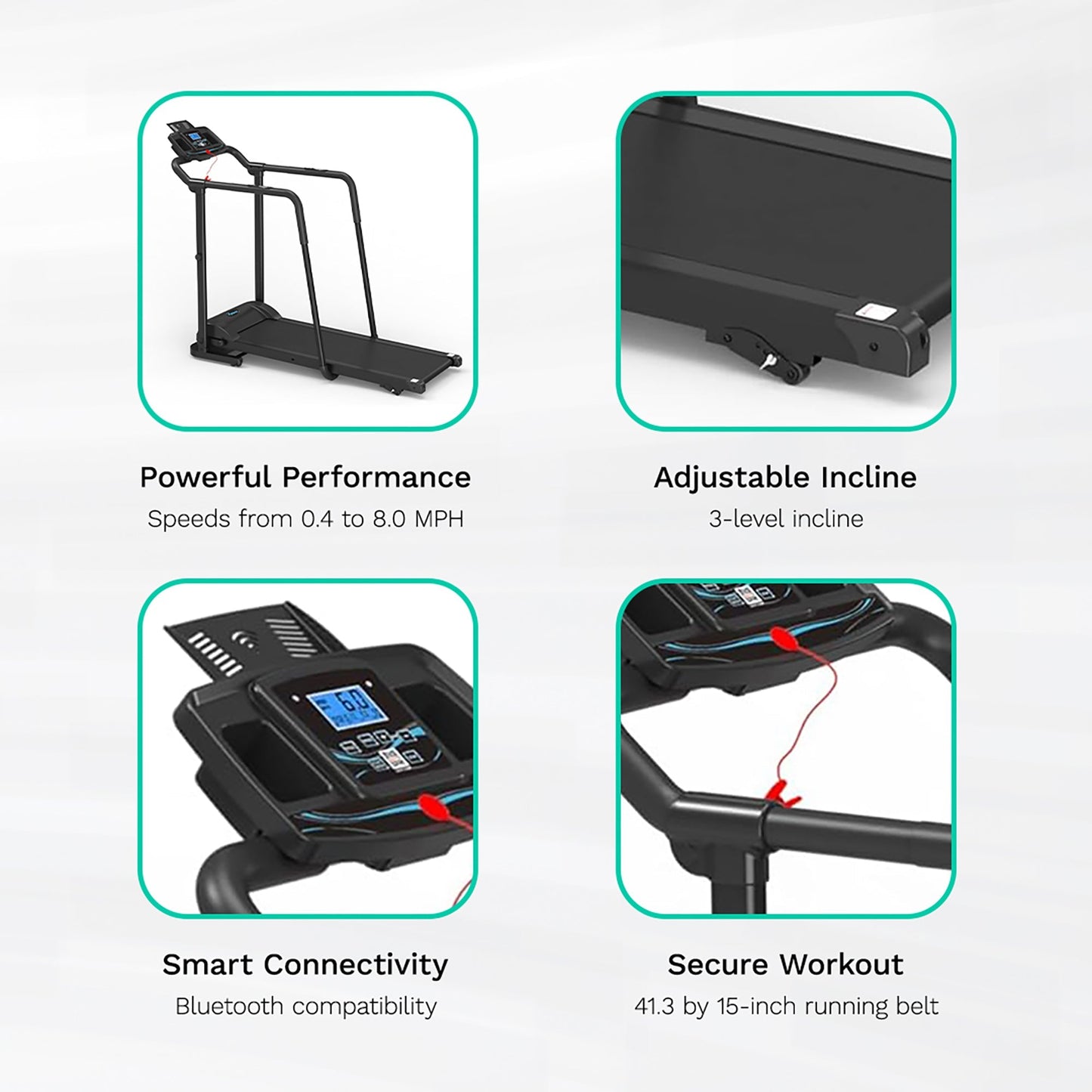 Ksports Advanced Rehab Treadmill 2.25 Horsepower Motor, Bluetooth Kinomap, Black