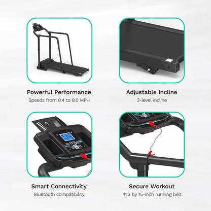 Ksports Advanced Rehab Treadmill 2.25 Horsepower Motor, Bluetooth Kinomap, Black