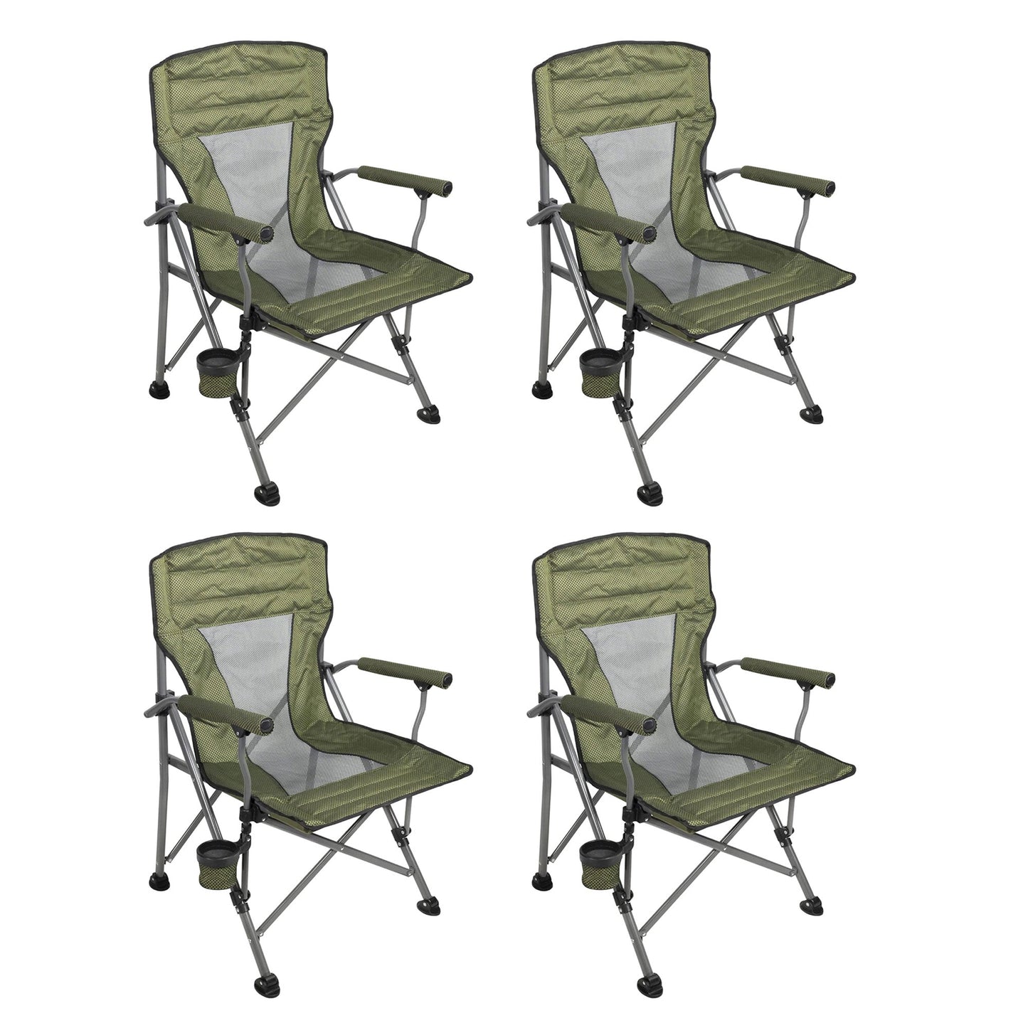 Four Seasons Courtyard Quad Sports Oversized Folding Arm Chairs, 4 Pack, Green