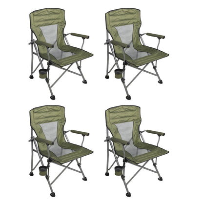 Four Seasons Courtyard Quad Sports Oversized Folding Arm Chairs, 4 Pack, Green