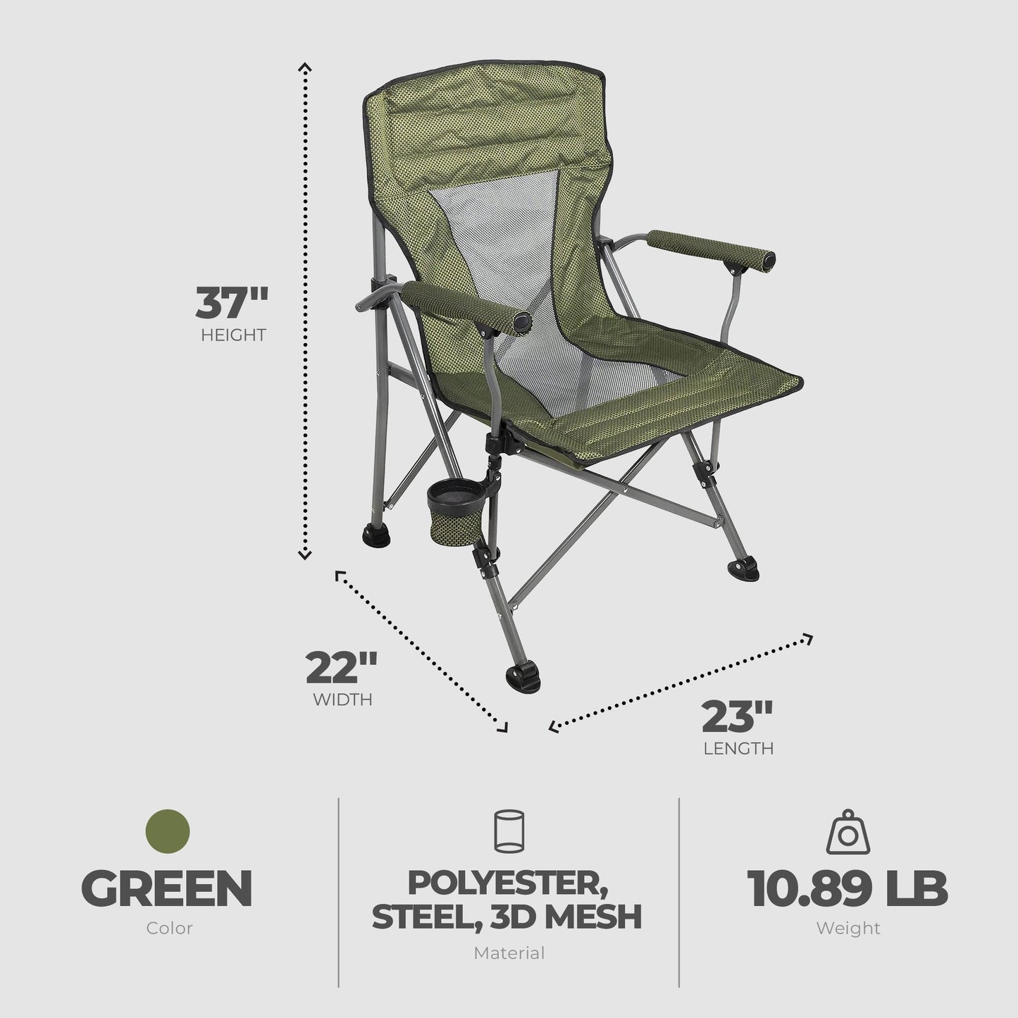 Four Seasons Courtyard Quad Sports Oversized Folding Arm Chairs, 4 Pack, Green