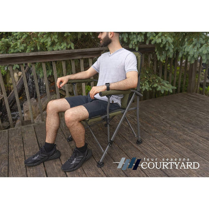 Four Seasons Courtyard Quad Sports Oversized Folding Arm Chairs, 4 Pack, Green