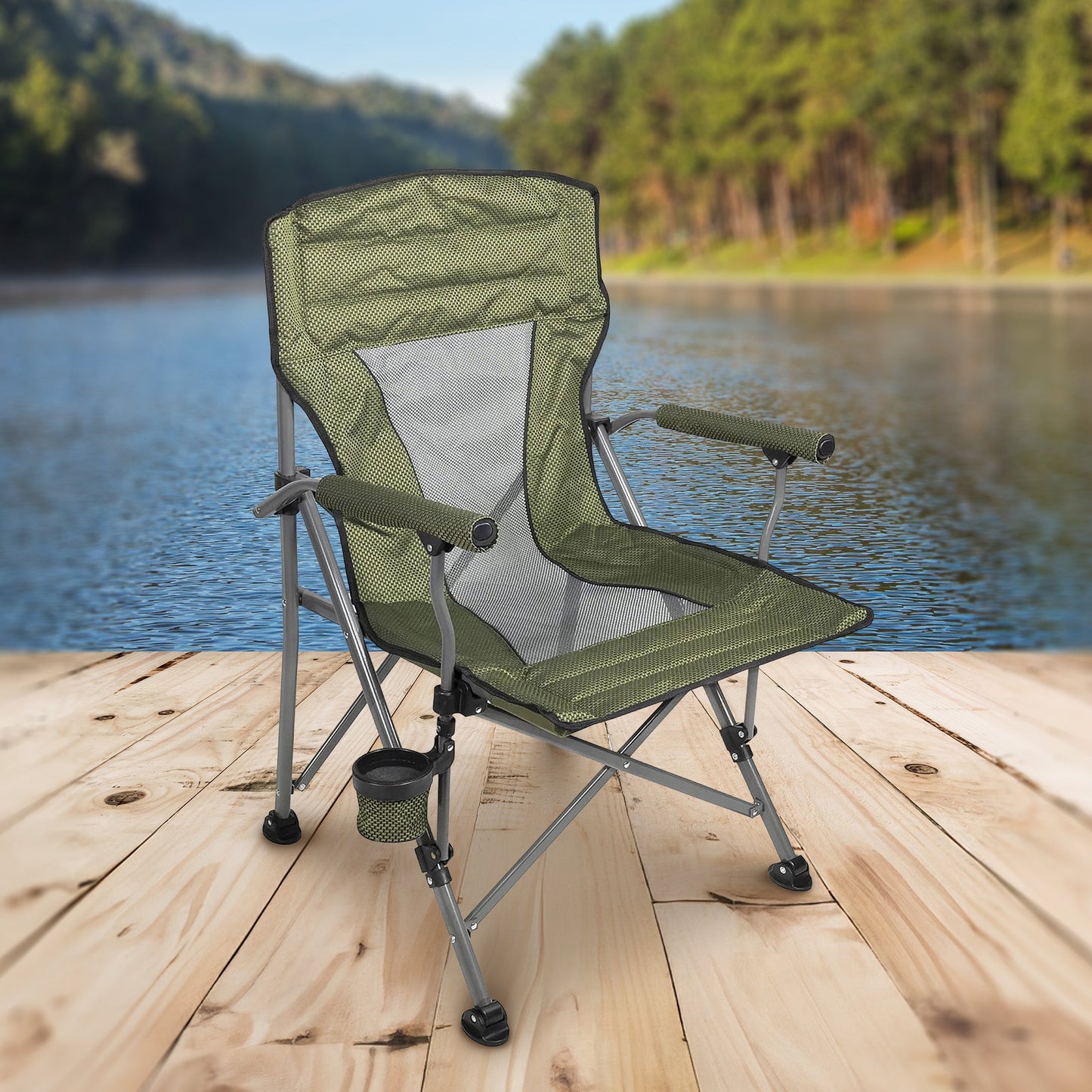 Four Seasons Courtyard Quad Sports Oversized Folding Arm Chairs, 4 Pack, Green
