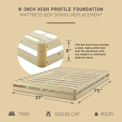 Hercules 8 Inch High Profile Foundation Mattress Box Spring Replacement, Twin