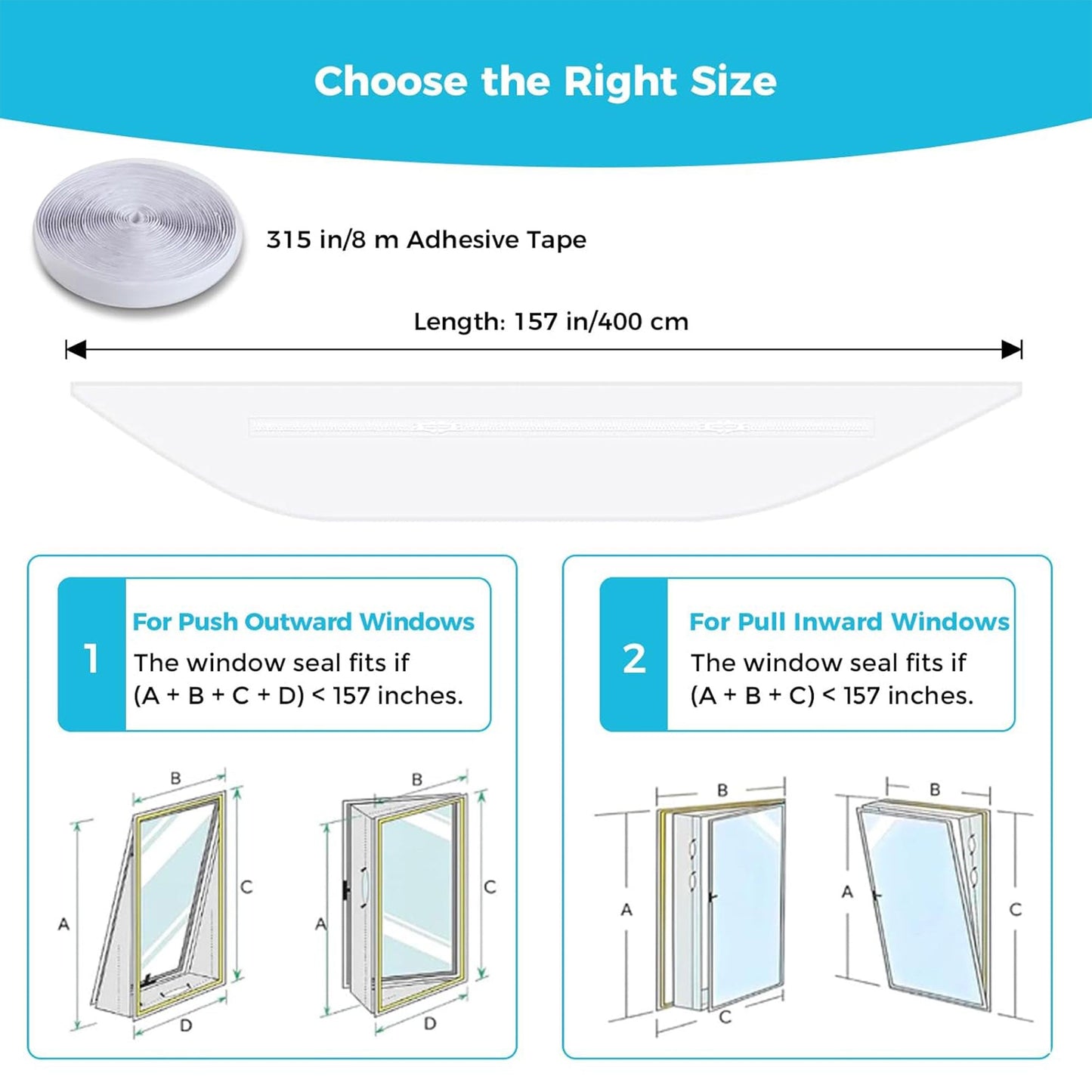 Renogy Window Seal Kit with Tape for Portable Home Air Conditioner Units, White