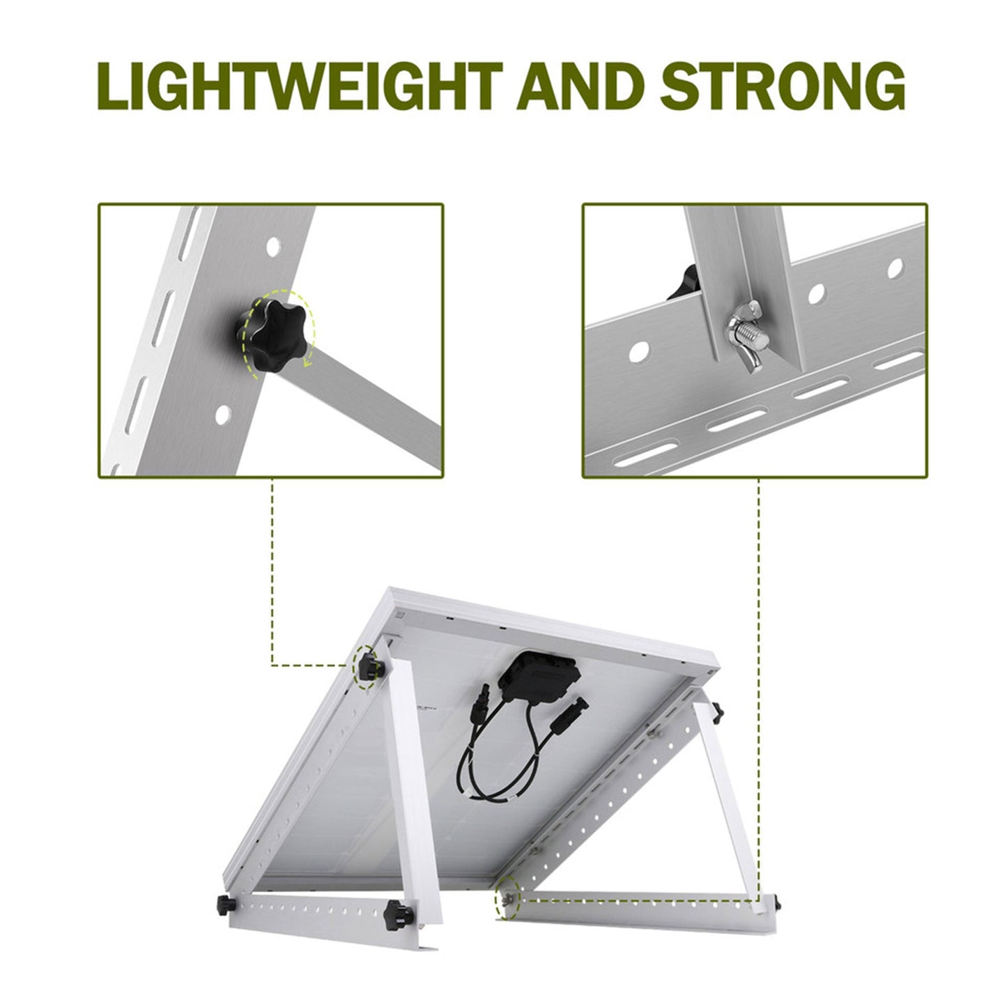 HQST Adjustable Solar Panel Tilt Mounting Brackets, 28” for 150W Panels, White