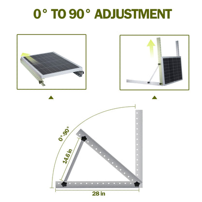 HQST Adjustable Solar Panel Tilt Mounting Brackets, 28” for 150W Panels, White